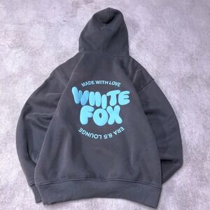 White Fox Oversized Hoodie Size XS/S Made With Love‎ Puff Print Pullover READ